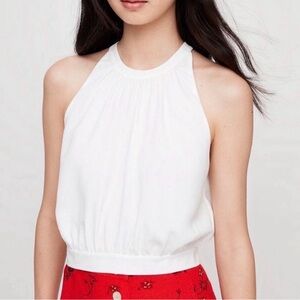 ARITZIA Wilfred Patrice Cropped Halter Open Tie Back Blouse XS White